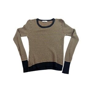 ZARA KNIT Geometric Pattern Crew Neck Long Sleeve‎ Sweater Top Women's Size M